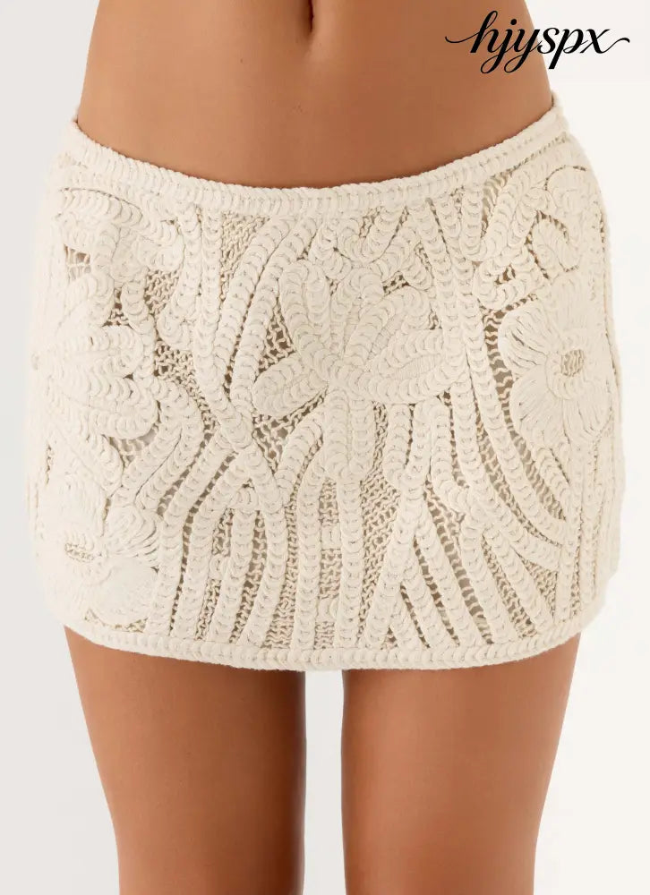 Astor Low Rise Mini Skirt - Ivory - Mini Skirt