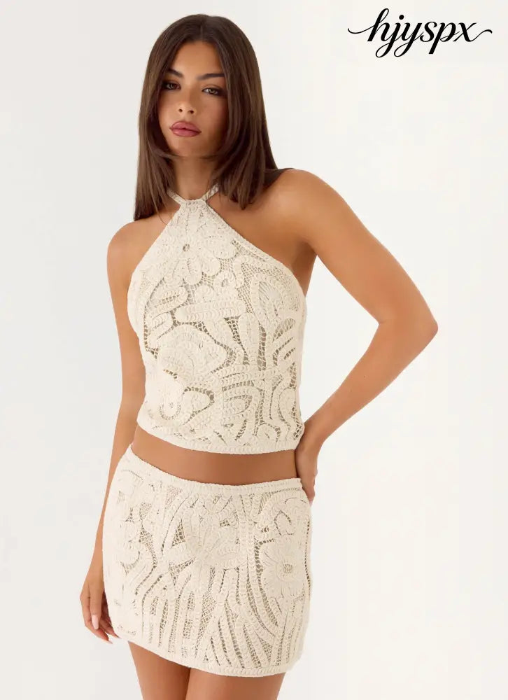 Astor Low Rise Mini Skirt - Ivory - Mini Skirt