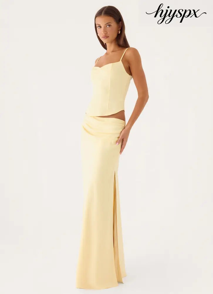 Belle Chime Maxi Skirt - Baby Yellow - Maxi Skirts