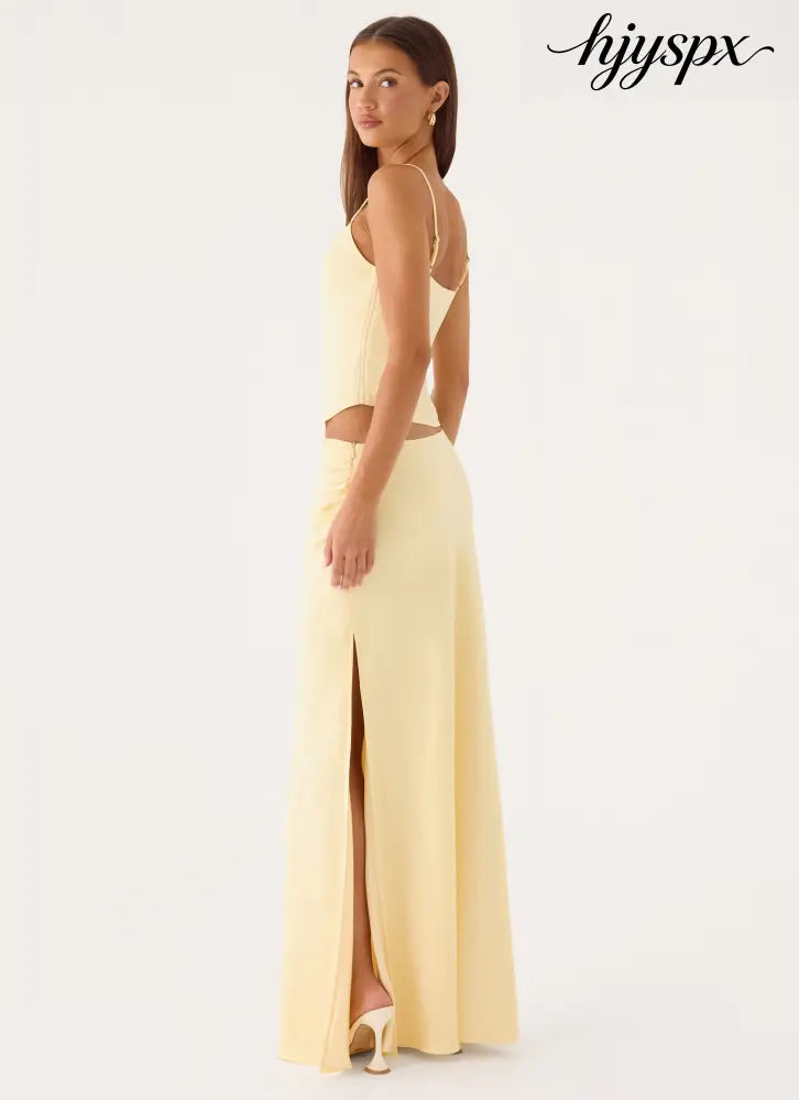 Belle Chime Maxi Skirt - Baby Yellow - Maxi Skirts