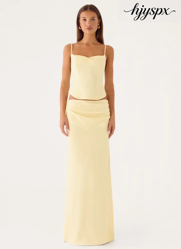 Belle Chime Maxi Skirt - Baby Yellow - Maxi Skirts