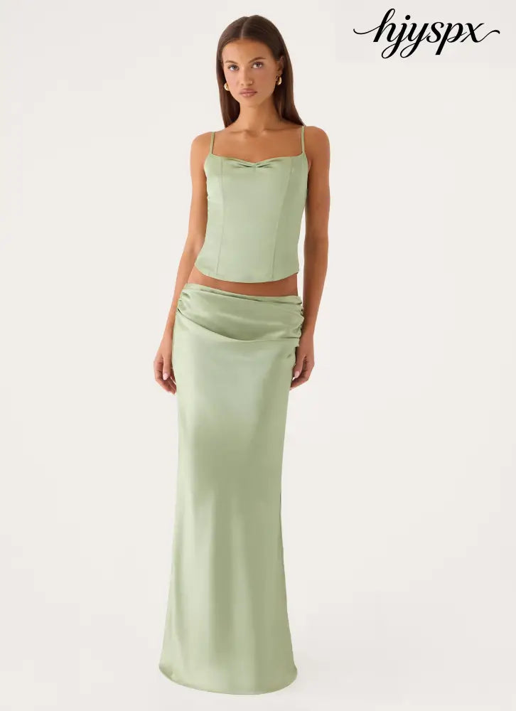 Belle Chime Maxi Skirt - Sage - Maxi Skirts