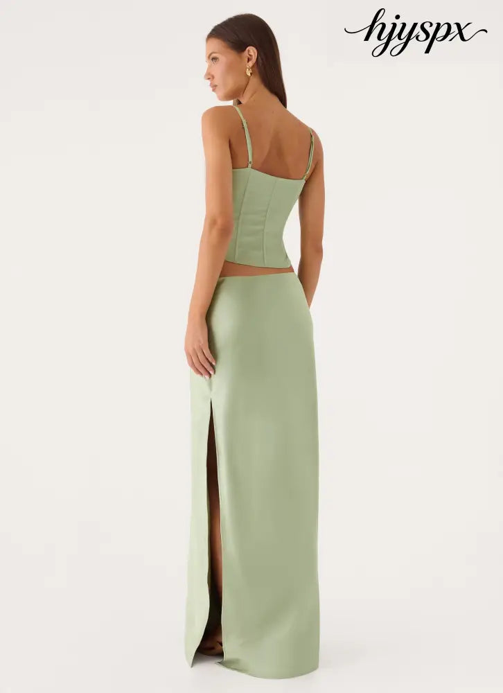 Belle Chime Maxi Skirt - Sage - Maxi Skirts