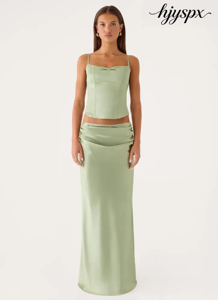 Belle Chime Maxi Skirt - Sage - Maxi Skirts
