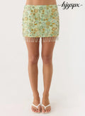 Bliss Beaded Mini Skirt - Lime - Mini Skirts
