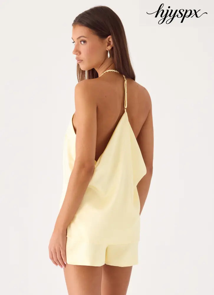 Constantine Top - Yellow - Halter Tops