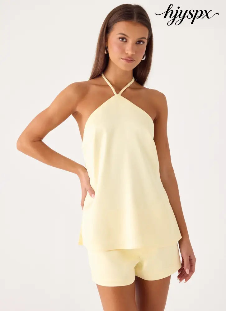 Constantine Top - Yellow - Halter Tops