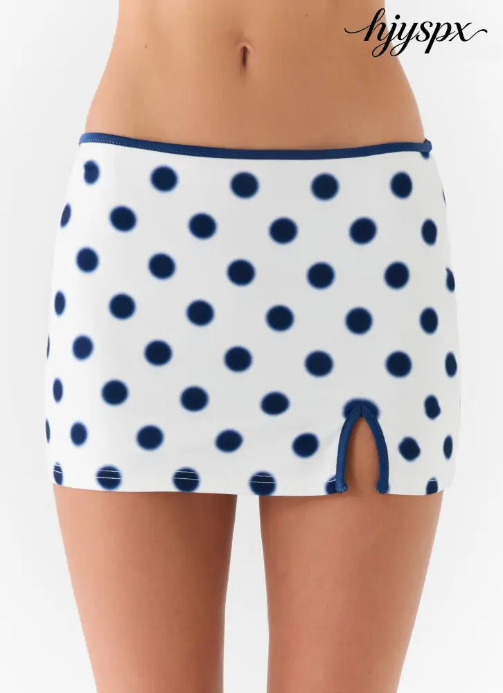 Elliot Mini Skirt - Porcelain Blue Polka Dot - Mini Skirt