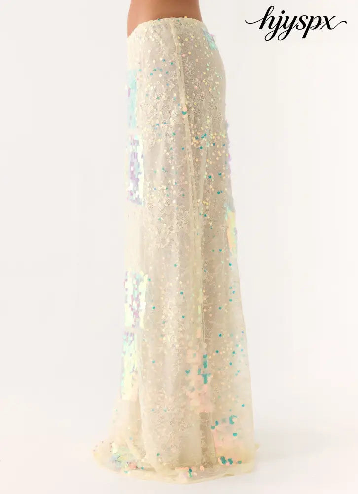 Erinah Sequin Maxi Skirt - Yellow - Maxi Skirts