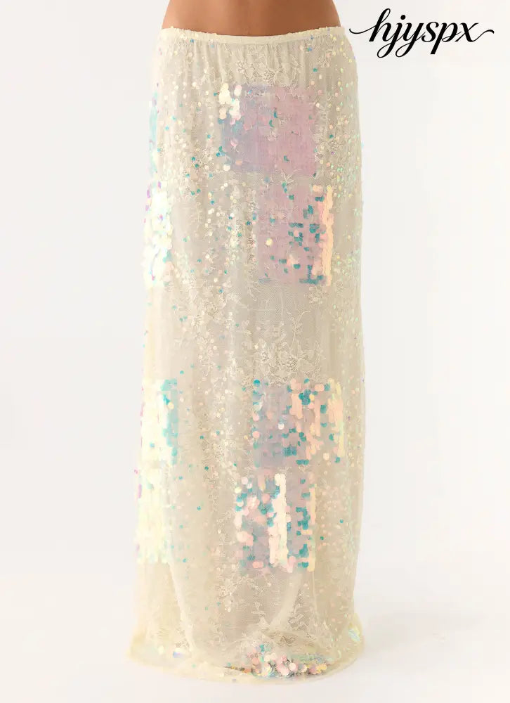 Erinah Sequin Maxi Skirt - Yellow - Maxi Skirts