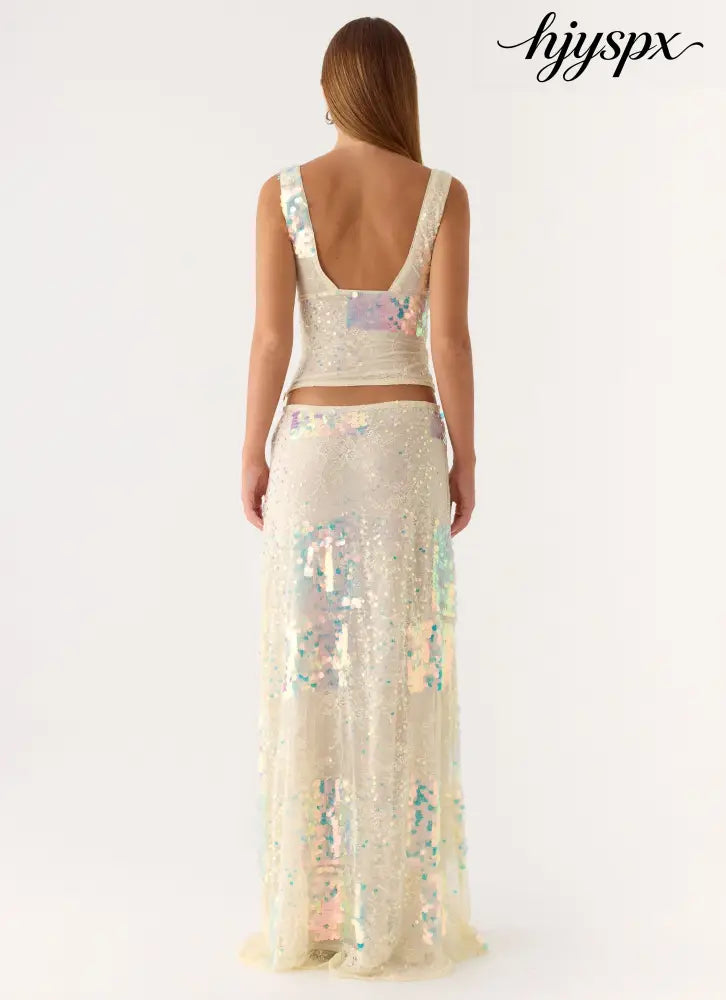 Erinah Sequin Maxi Skirt - Yellow - Maxi Skirts