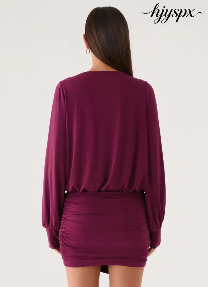 Ettah Wrap Mini Skirt - Plum - Mini Skirts