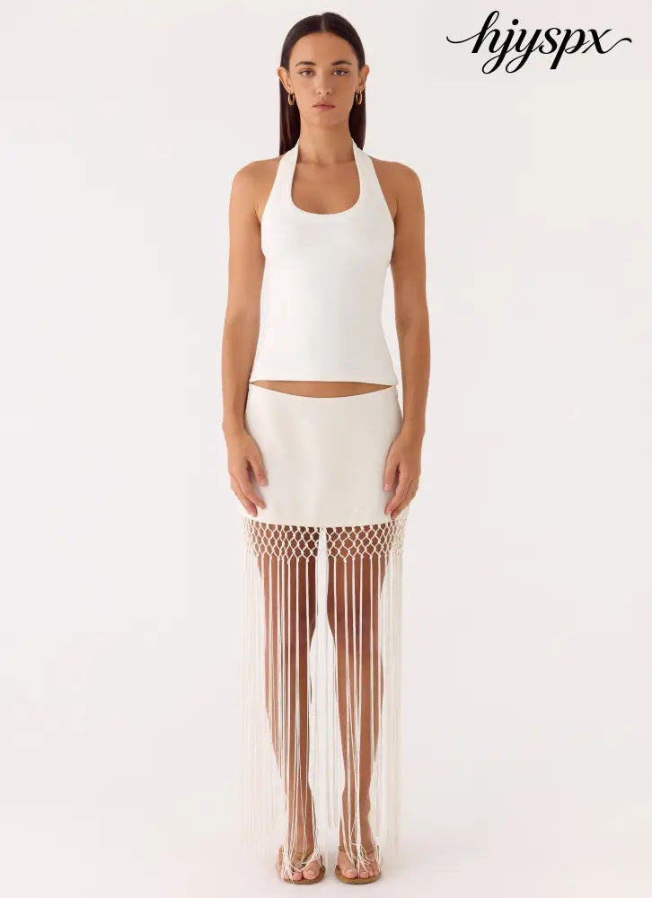 Mania Tassel Mini Skirt - Ivory - Mini Skirt