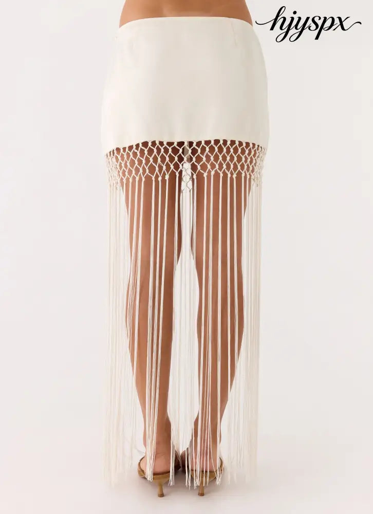Mania Tassel Mini Skirt - Ivory - Mini Skirt