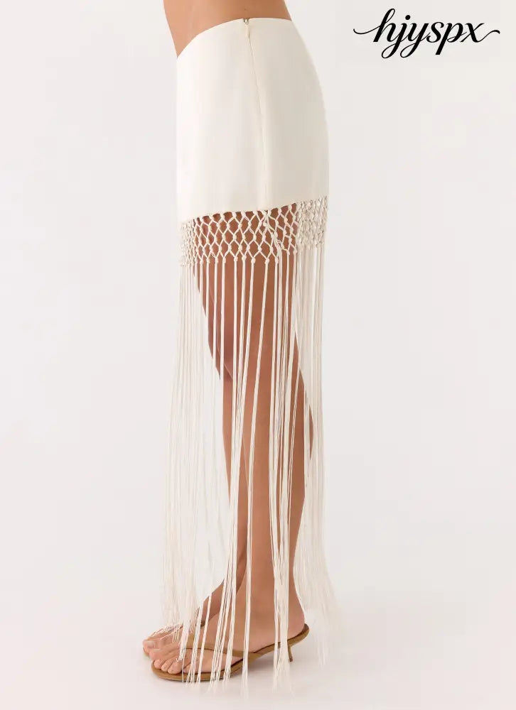 Mania Tassel Mini Skirt - Ivory - Mini Skirt