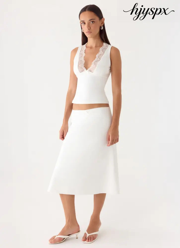 Marquas Midi Skirt - White - Midi Skirts