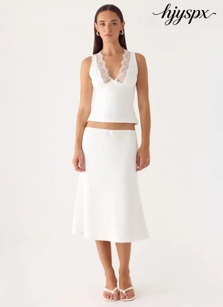 Marquas Midi Skirt - White - Midi Skirts