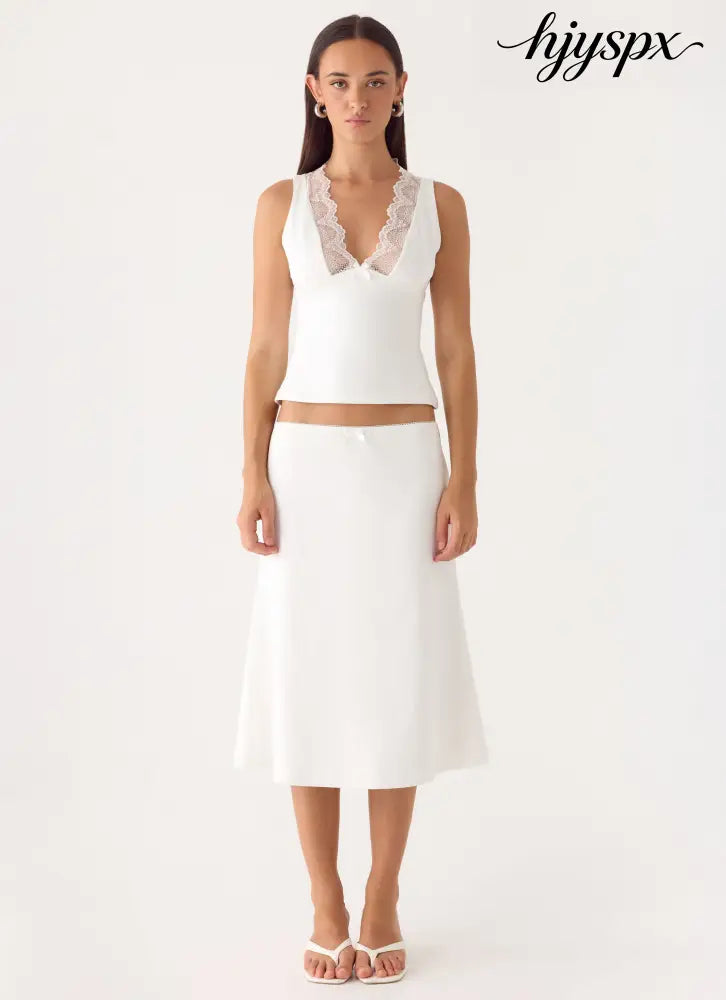 Marquas Midi Skirt - White - Midi Skirts