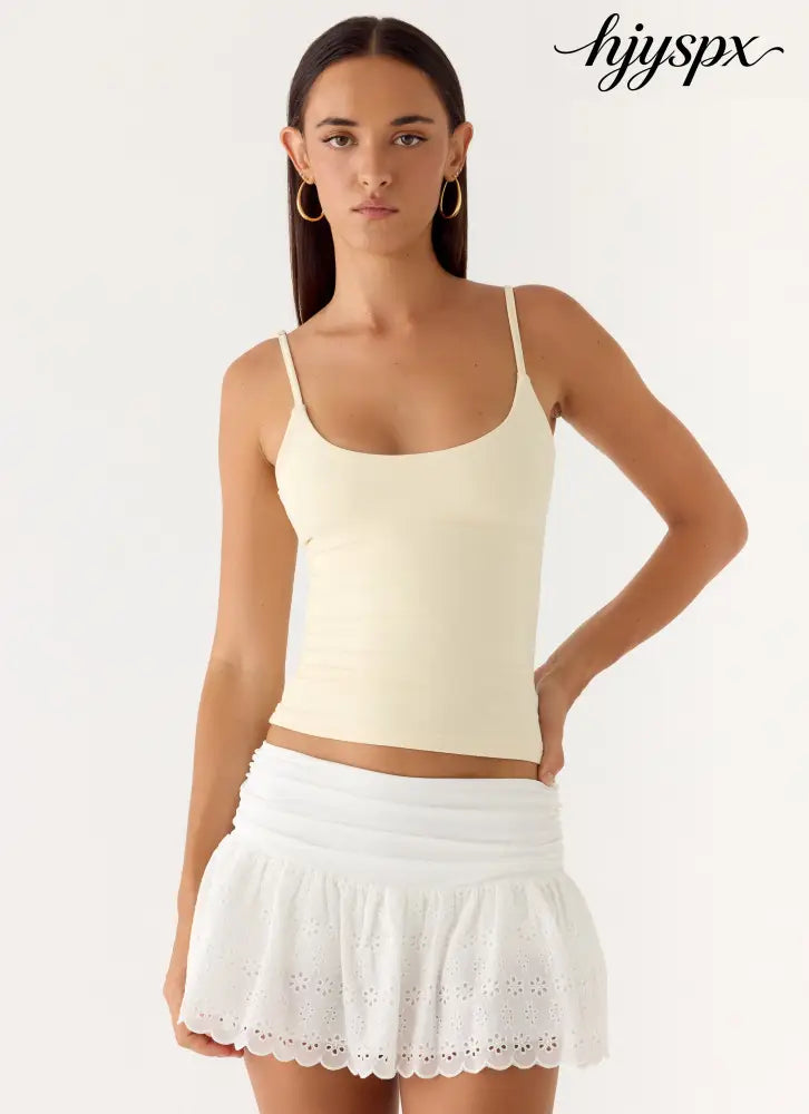 Overdue Low Rise Mini Skort - White - Mini Skirt
