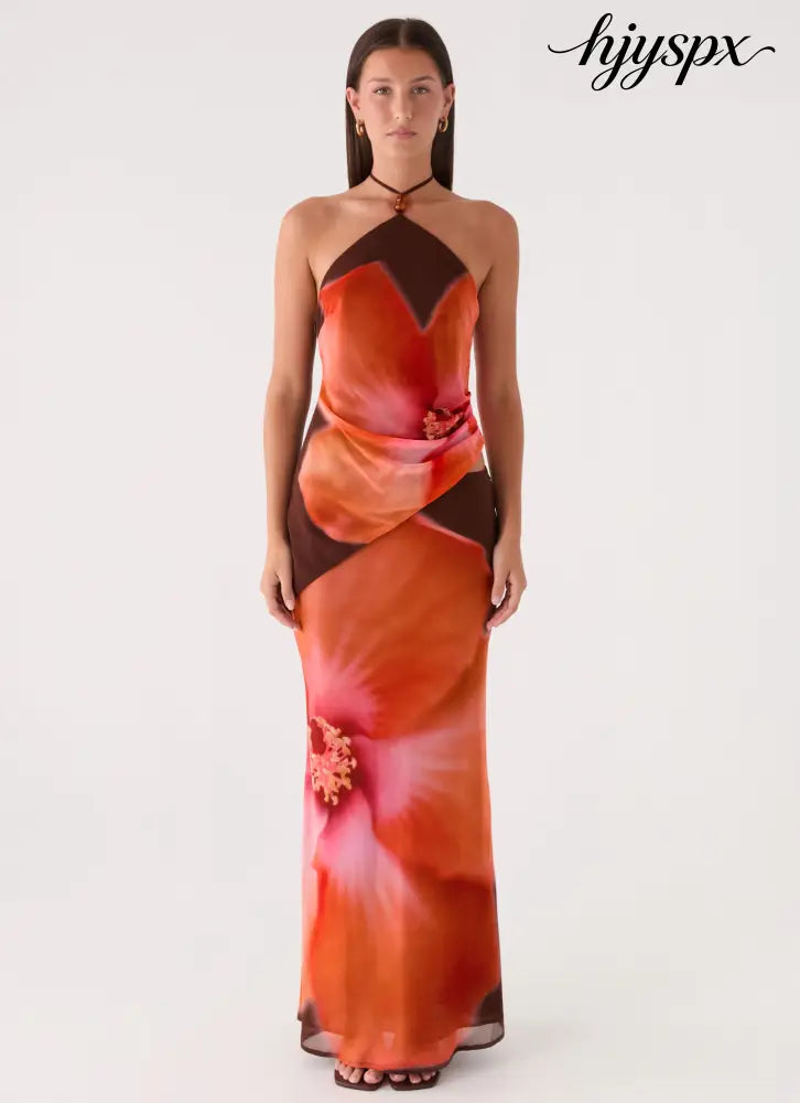 Plot Twist Maxi Skirt - Chocolate Blossom - Maxi Skirts