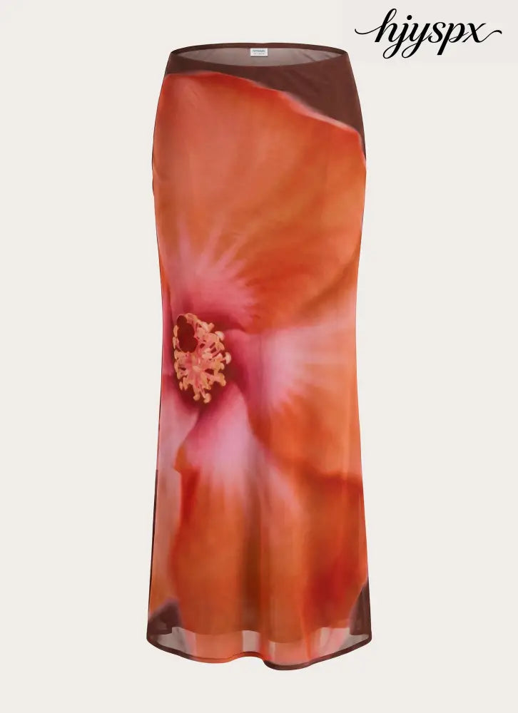 Plot Twist Maxi Skirt - Chocolate Blossom - Maxi Skirts