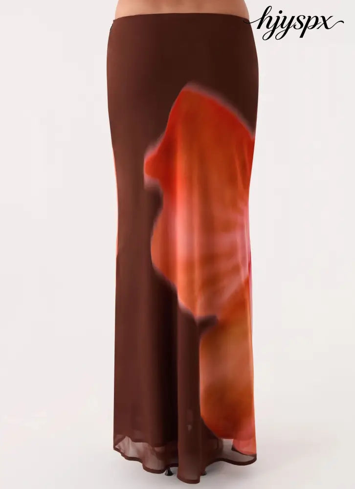 Plot Twist Maxi Skirt - Chocolate Blossom - Maxi Skirts