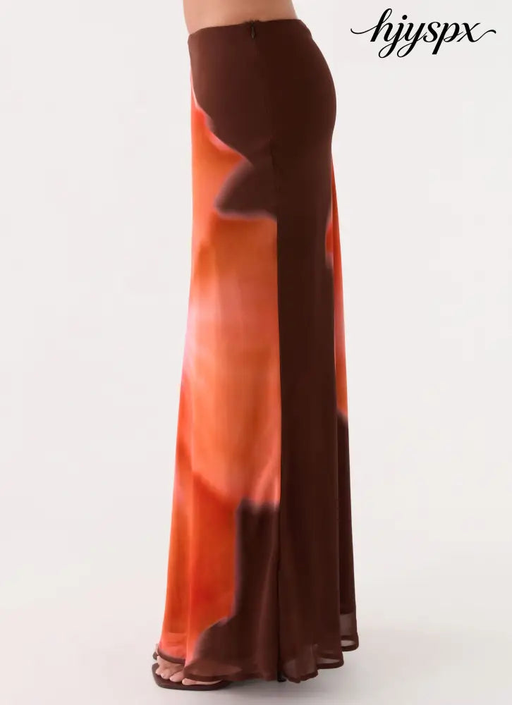 Plot Twist Maxi Skirt - Chocolate Blossom - Maxi Skirts