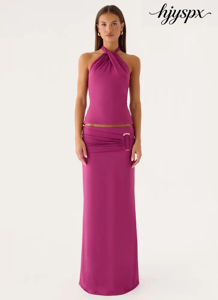 Rosanna Top - Plum - Halter Tops