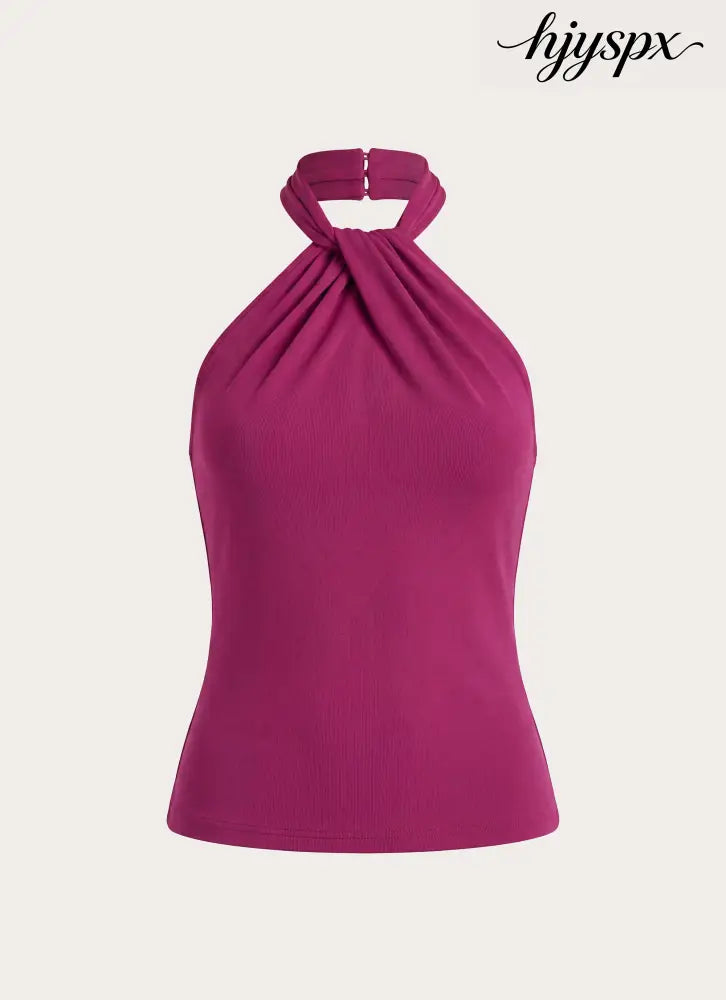 Rosanna Top - Plum - Halter Tops