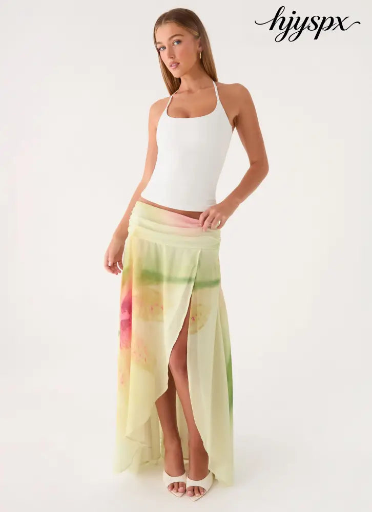 Sadona Asymmetric Maxi Skirt - Soft Lily - Maxi Skirts
