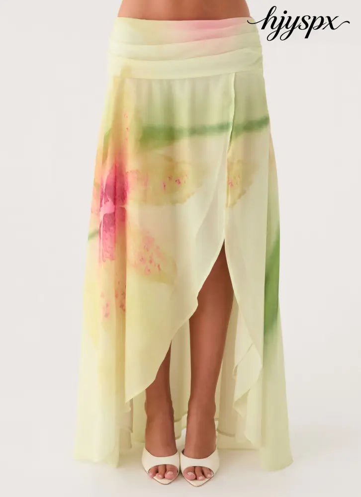 Sadona Asymmetric Maxi Skirt - Soft Lily - Maxi Skirts