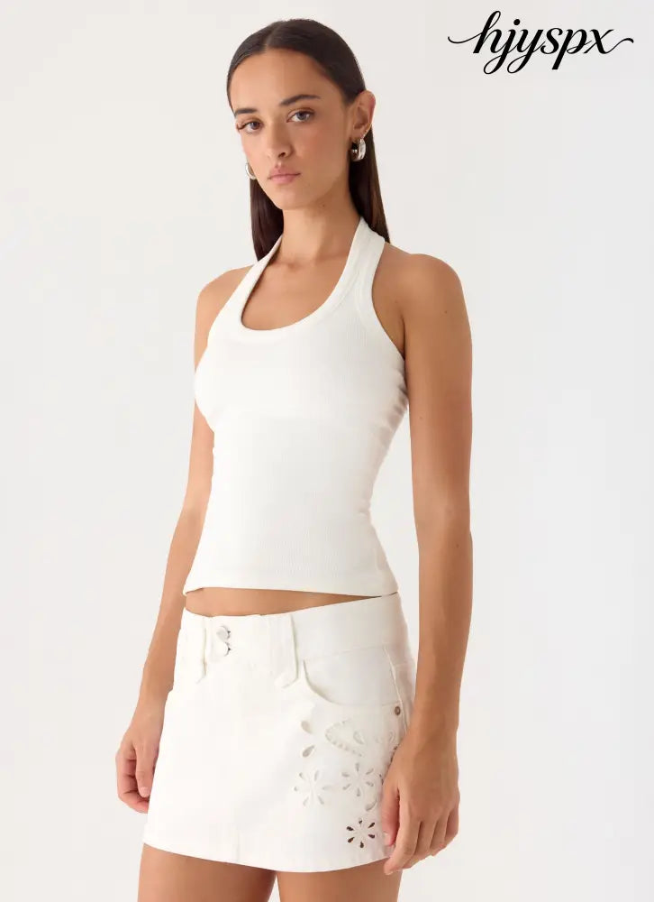 Sean Low Rise Denim Mini Skirt - White - Mini Skirts