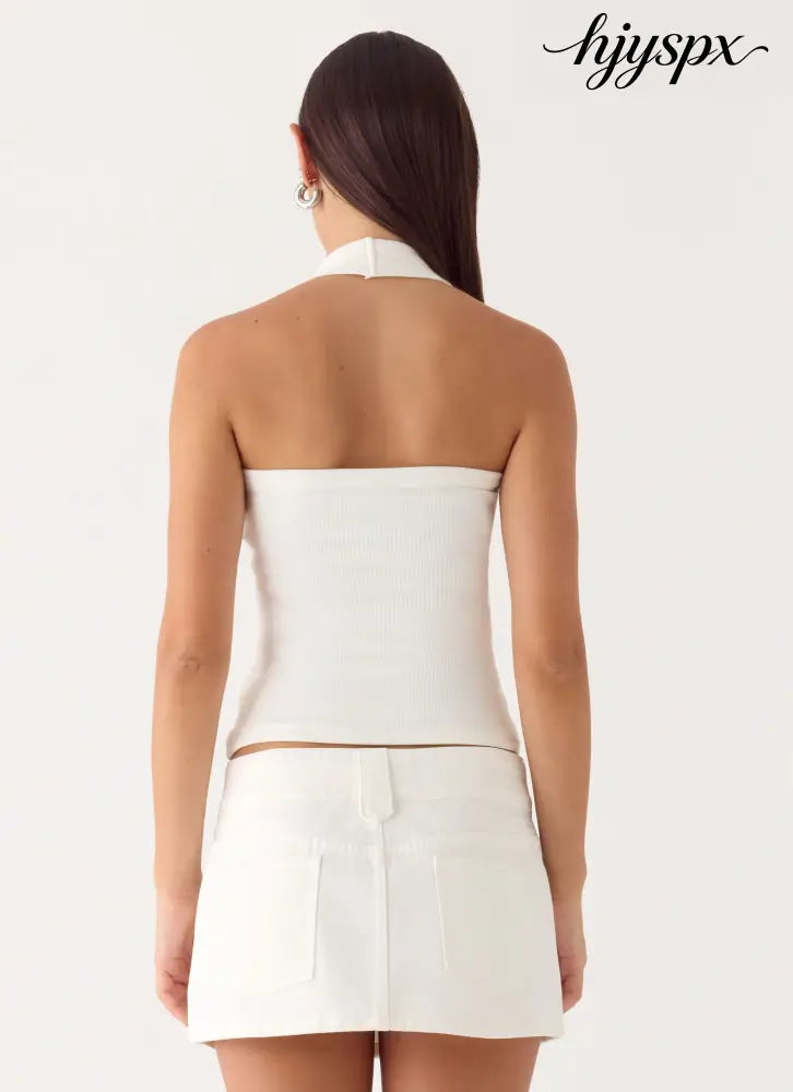 Sean Low Rise Denim Mini Skirt - White - Mini Skirts