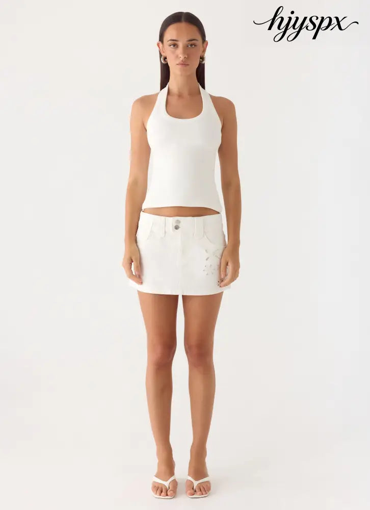 Sean Low Rise Denim Mini Skirt - White - Mini Skirts