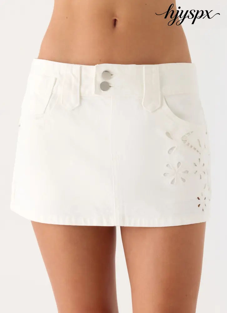 Sean Low Rise Denim Mini Skirt - White - Mini Skirts