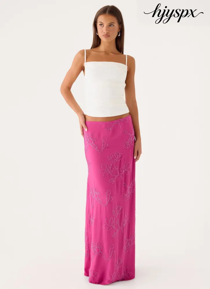 Secret Spot Maxi Skirt - Berry Kiss - Maxi Skirts