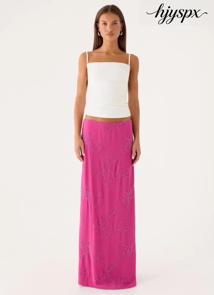 Secret Spot Maxi Skirt - Berry Kiss - Maxi Skirts