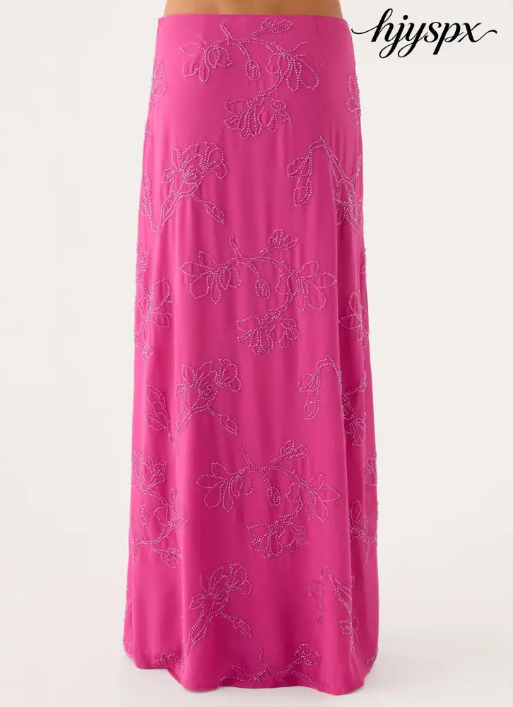 Secret Spot Maxi Skirt - Berry Kiss - Maxi Skirts