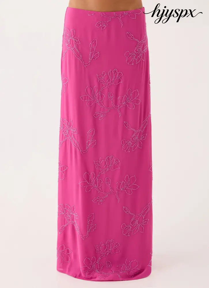 Secret Spot Maxi Skirt - Berry Kiss - Maxi Skirts