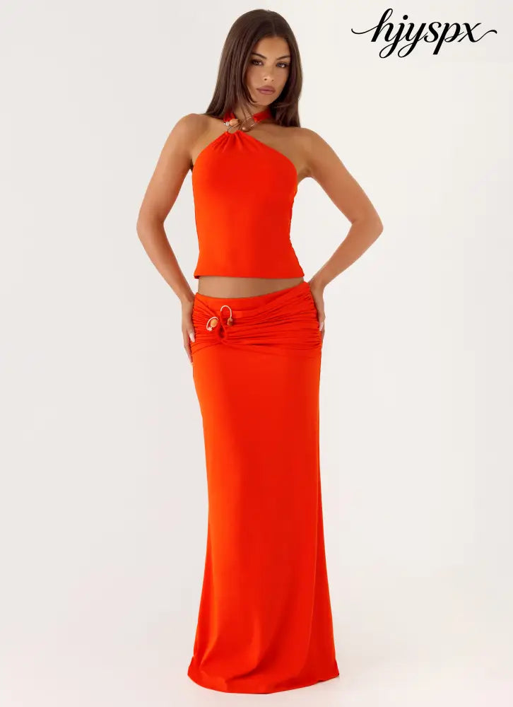 Selmah Hardware Maxi Skirt - Tangerine - Maxi Skirts