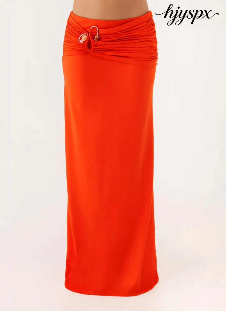 Selmah Hardware Maxi Skirt - Tangerine - Maxi Skirts