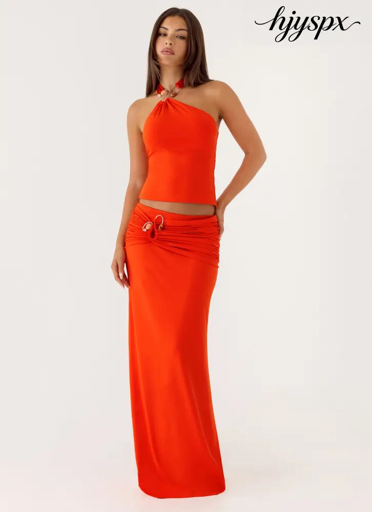 Selmah Hardware Maxi Skirt - Tangerine - Maxi Skirts