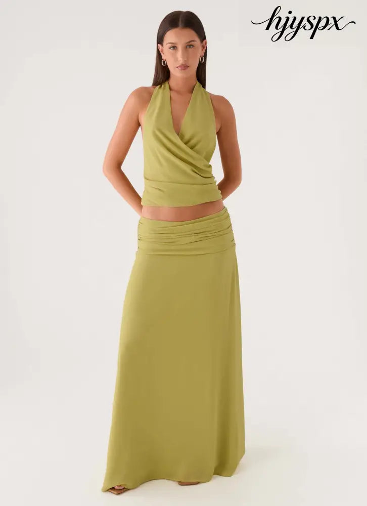 Willowmena Maxi Skirt - Lime - Maxi Skirts