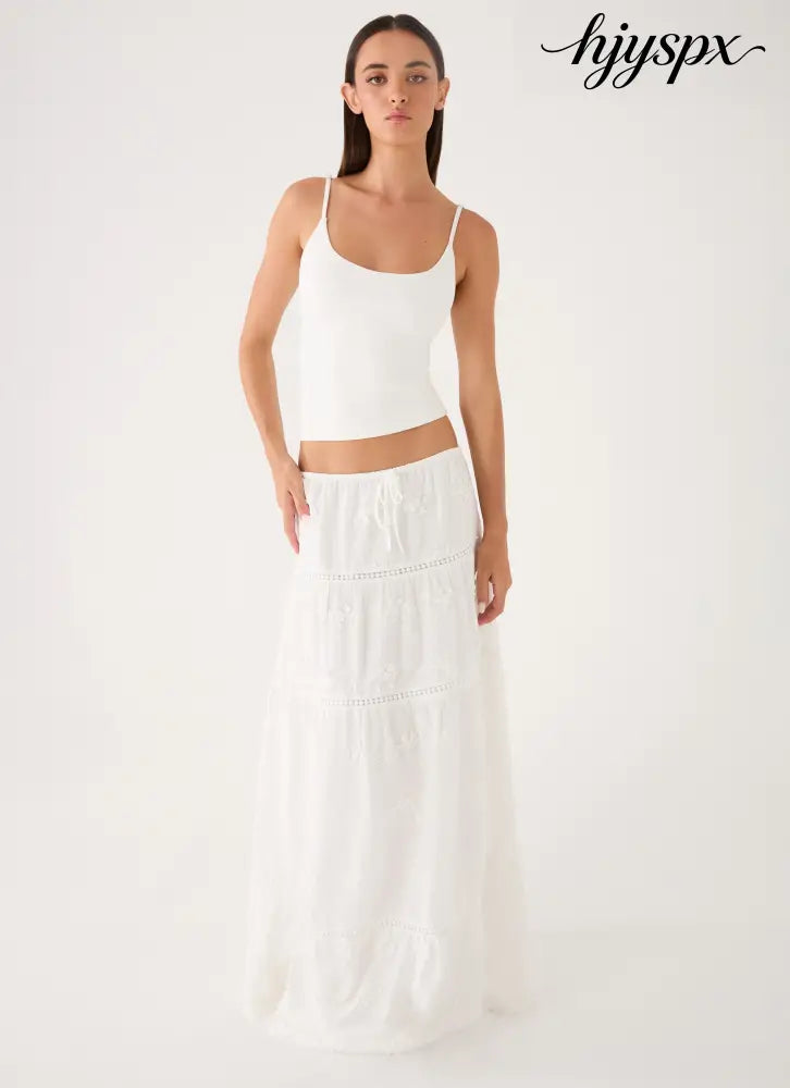 Yours To Keep Maxi Skirt - White - Maxi Skirt